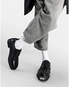 Черные туфли на шнуровке из искусственной кожи с фактурной подошвой Asos design