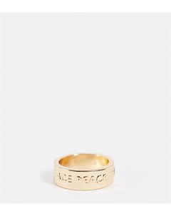 Золотистое кольцо с выгравированной надписью Рeace Inspired Reclaimed vintage