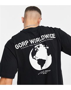 Черная oversized футболка с принтом Worldwide сзади эксклюзивно для ASOS Only & sons