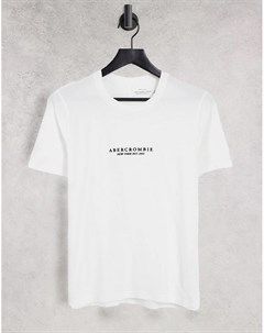 Белая футболка с короткими рукавами и логотипом Abercrombie & fitch