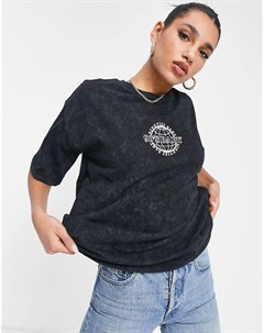 Темно серая меланжевая oversized футболка с логотипом 90s Asos design