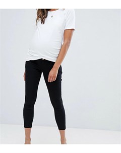 Черные джинсы скинни с завышенной талией и вставкой для живота ASOS DESIGN Maternity Petite Asos maternity
