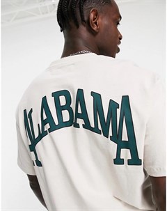 Oversized футболка серого цвета с принтом Alabama Topman