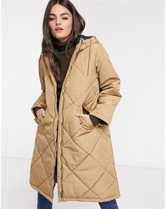 Стеганая куртка oversized бежевого цвета Femme Selected