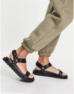 Черные сандалии в спортивном стиле с мягкими ремешками Bershka