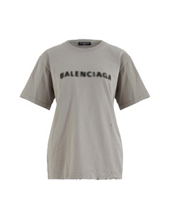 Серая футболка с размытым логотипом Balenciaga