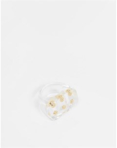 Кольцо из прозрачного пластика с золотистыми шариками Asos design