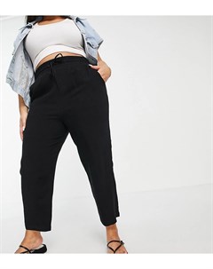 Свободные суженные книзу льняные брюки черного цвета ASOS DESIGN Curve Asos curve