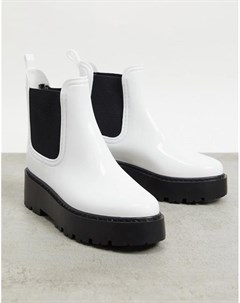 Белые резиновые ботинки челси на массивной подошве Asos design