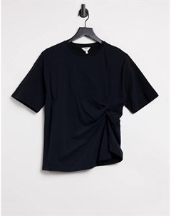 Черная футболка с декоративной сборкой Object