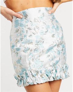 Жаккардовая мини юбка с цветочным принтом и оборками по нижнему краю Asos design