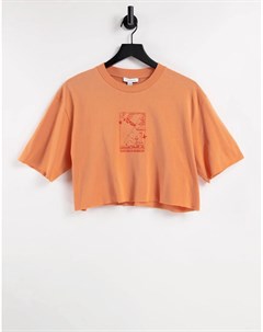 Оранжевая укороченная футболка Nature Nurture Topshop