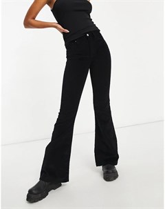 Черные вельветовые расклешенные джинсы Topshop