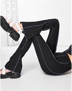 Черные брюки клеш от комплекта с контрастными наружными швами Topshop