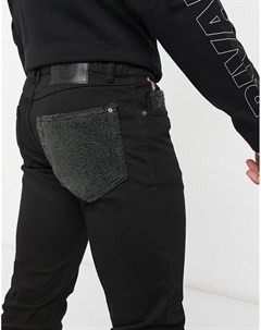 Черные зауженные джинсы с контрастным задним карманом Le breve