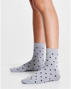 Серебристые носки до щиколотки в горошек Asos design