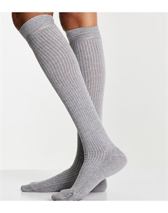 Серые меланжевые носки до колена в мелкий рубчик Asos design
