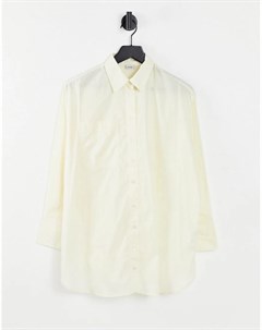 Хлопковая рубашка в стиле oversized лимонного цвета Pimkie