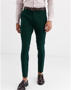 Зеленые супероблегающие фактурные брюки wedding Asos design