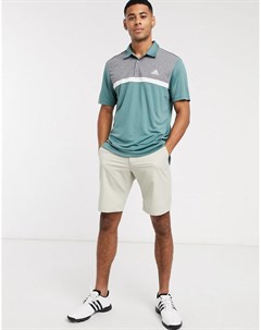Зеленое поло со вставками колор блок Adidas golf