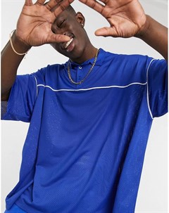 Синяя сетчатая футболка поло в стиле oversized Asos design