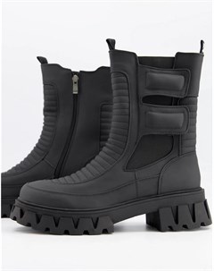 Черные байкерские ботинки на массивной подошве из искусственных материалов Koi footwear