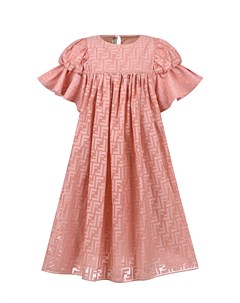Розовое платье с рюшами на рукавах Fendi