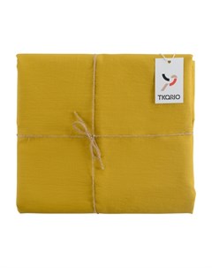 Скатерть из умягченного льна с декоративной обработкой 143 х 250 см Essential горчичный Tkano