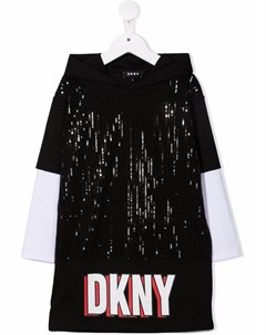 Платье джемпер с капюшоном и логотипом Dkny kids