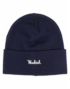 Шапка бини в рубчик с вышитым логотипом Woolrich