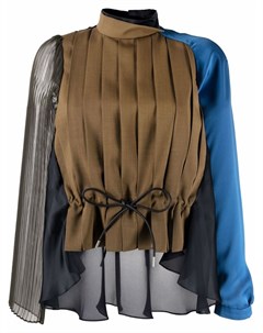 Блузка в стиле колор блок с плиссировкой Sacai
