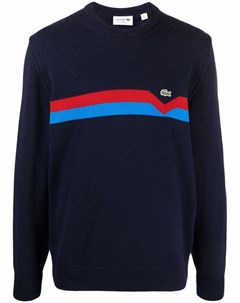 Свитер с нашивкой логотипом и контрастными полосками Lacoste