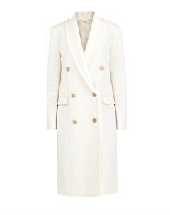 Легкое двубортное пальто из ткани Raw на основе льна и хлопка Brunello cucinelli