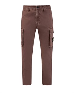 Хлопковые брюки в стиле карго с накладными карманами и фирменным патчем Stone island