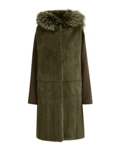 Пальто из шерсти со съемны жилетом из блестящего меха норки Yves salomon