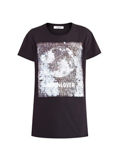 Oversize футболка из джерси черного цвета с аппликацией и пайетками Valentino