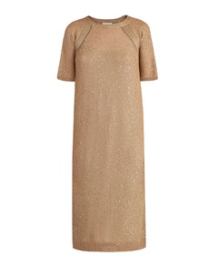 Платье из пряжи Diamante с вышивкой цепочками Мониль ручной огранки Brunello cucinelli