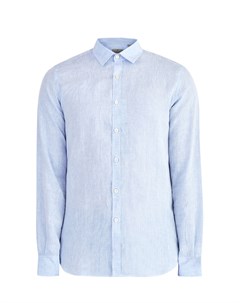 Классическая рубашка из льна голубого цвета Canali