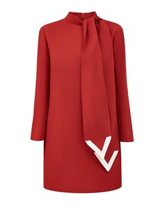 Струящееся платье с рукавами клеш и контрастной символикой V Valentino