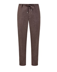 Льняные брюки с эластичным поясом и контрастным кантом Cortigiani