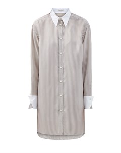 Шелковая рубашка oversize с запонками из гематита Brunello cucinelli