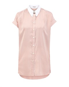 Шелковая блуза в полоску с контрастным воротником Brunello cucinelli