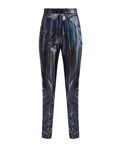 Узкие брюки с голографическим покрытием и молниями Balmain