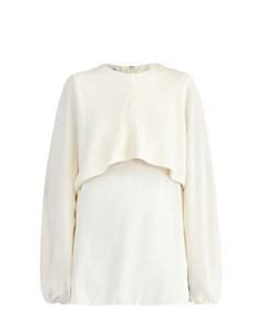 Шелковая блуза из жоржета с объемными рукавами и кейпом Valentino