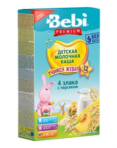 Детская каша Premium 4 злака с персиком 200гр Bebi