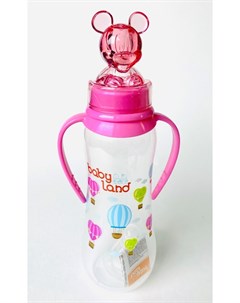 Бутылочка для кормления с ручками с колпачком игрушкой и силиконовой ортодонтической соской цвета в  Babyland