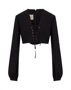 Черная блузка из шелка и шерсти Gucci