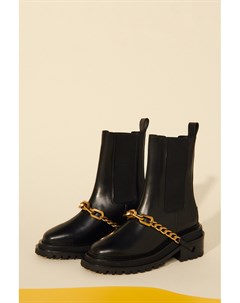 Черные кожаные ботинки с декоративной цепью Sandro