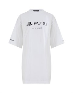 Белая футболка с черным принтом x PS5 Balenciaga