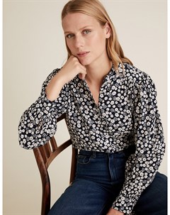 Блузка с длинным рукавом из хлопка с цветочным принтом Marks Spencer Marks & spencer